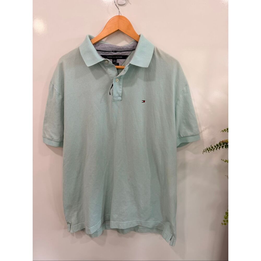 Tommy Hilfiger Polo Shirt Mint Green XXL Cotton